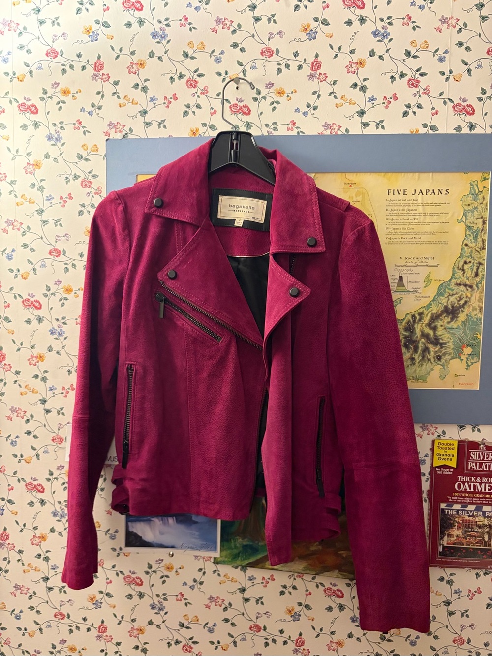 Bagatelle Suede Moto Jacket - Raspberry Pink